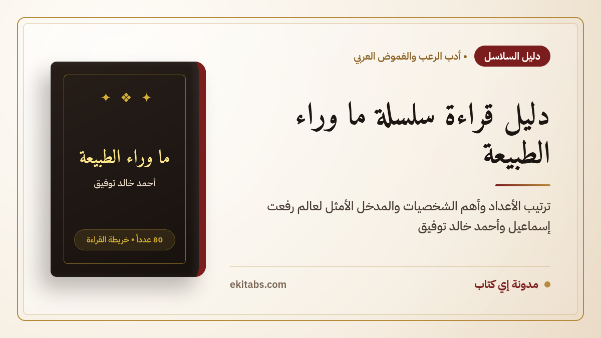 دليل قراءة سلسلة ما وراء الطبيعة لأحمد خالد توفيق: ترتيب الأعداد وأهم الشخصيات